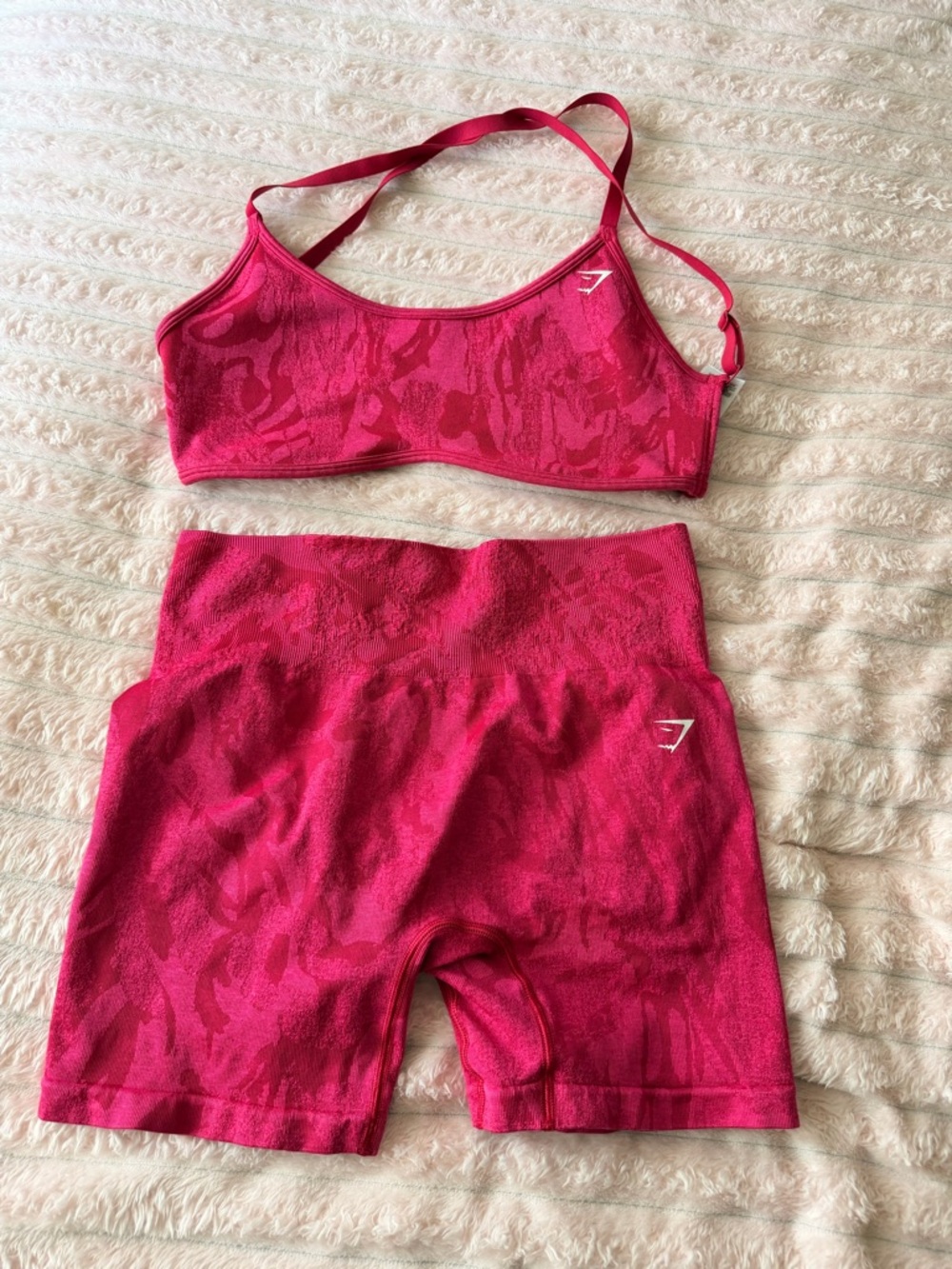 Gymshark Pink Seamless Sports Bra & High-Waist Bike Shorts Set